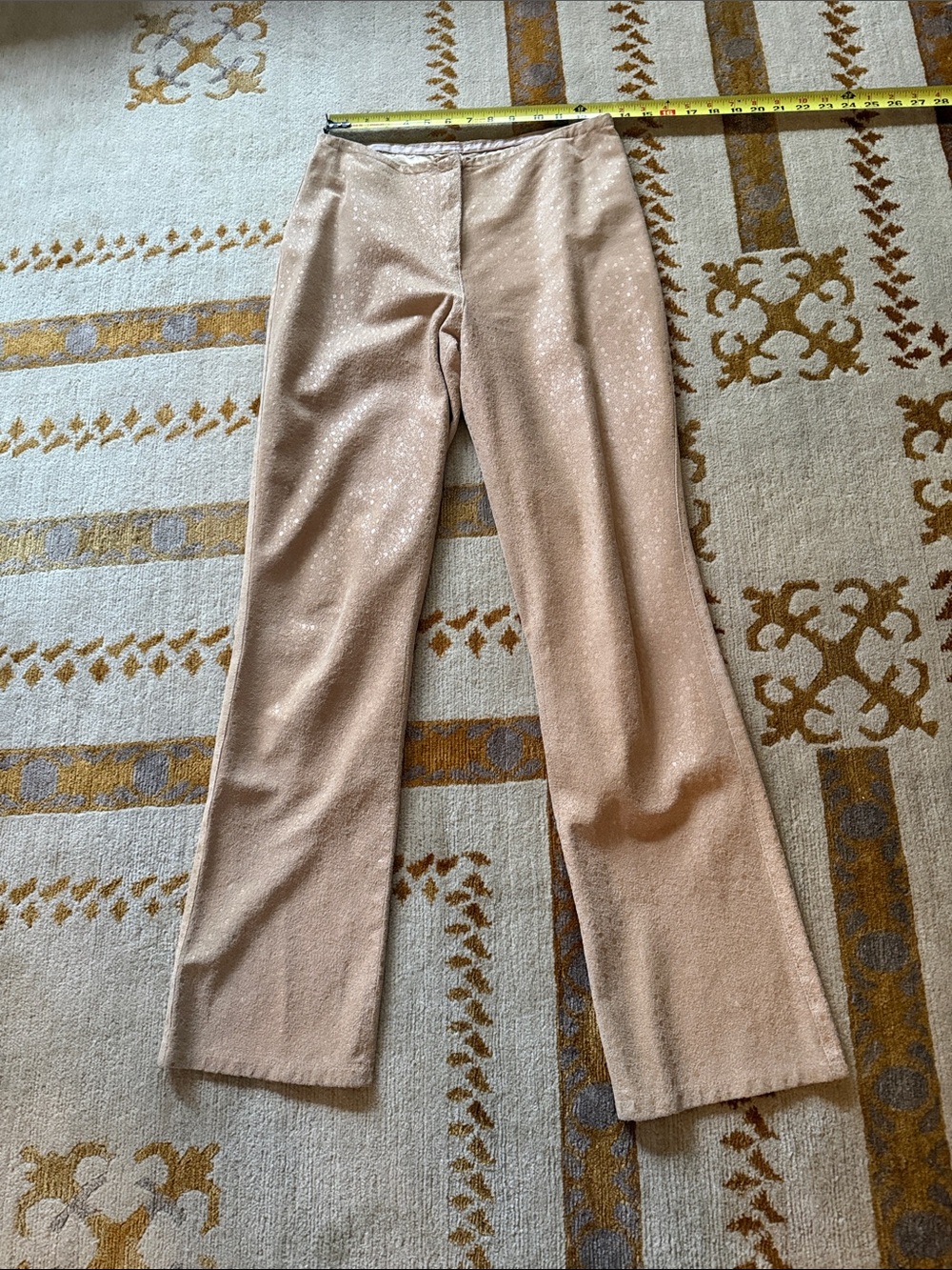 Wide-Leg Sparkle Pants in Light Beige